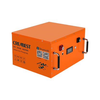 LiFePO4 24V 200Ah Bluetooth Schrägansicht Premium für Österreich Camping