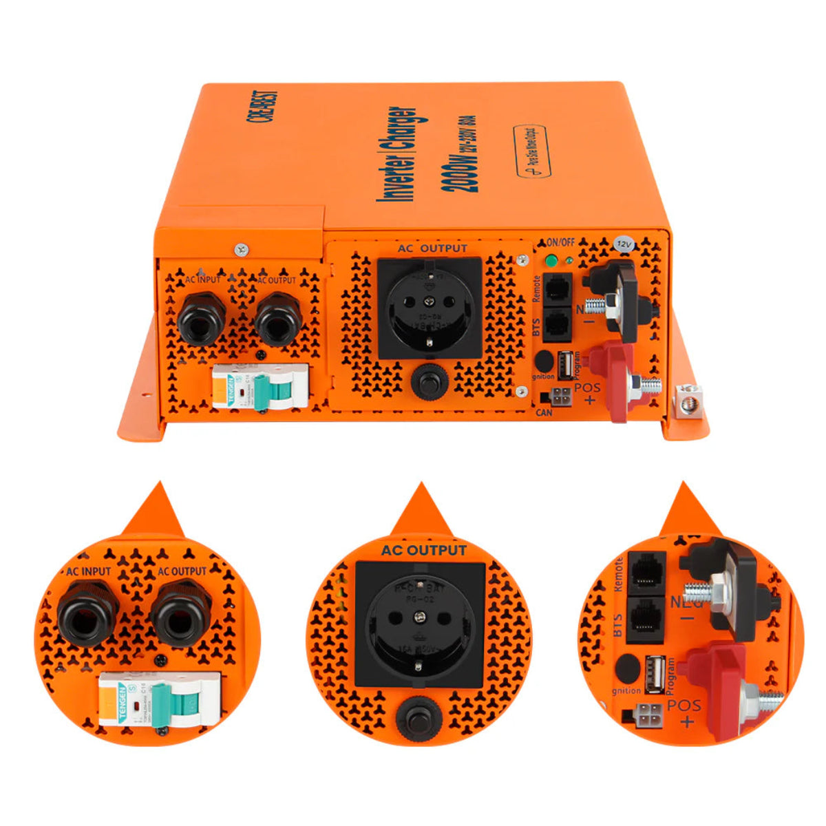 Wechselrichter 2000W Typenschild mit technischen Daten 80A Charger